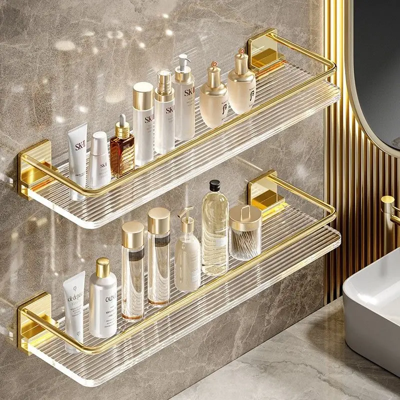 

Bathroom Acrylic Shelf Bathroom Wall Hanging Towel Rod Cosmetics Shower Gel Without Perforated Shelf