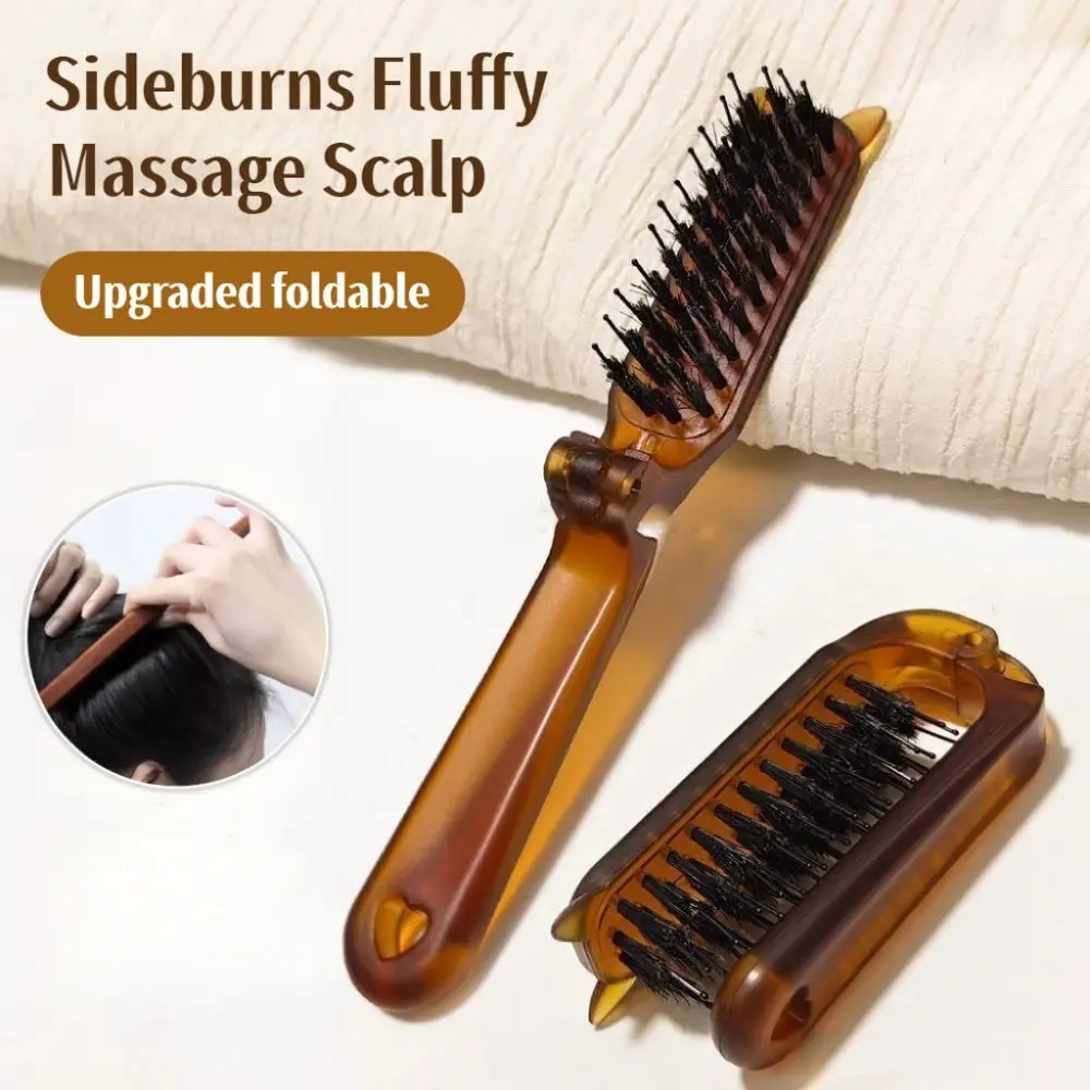 Portable Foldable Sideburns Fluffy Comb Anti Static Straight Curly Dual Purpose Massage Comb Hairdressing Tool