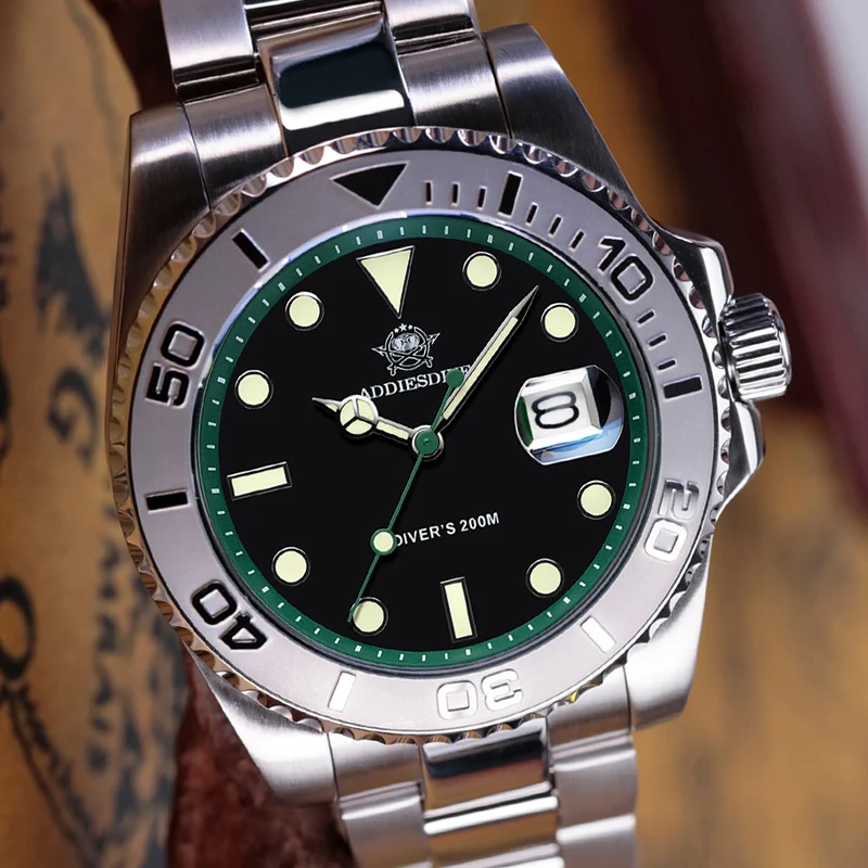 

ADDIESDIVE AD2040 Luxury 41mm Quartz Watch Man 200M Diver In Europe America Luminous Watches Diving Stainless Steel Wristwatches