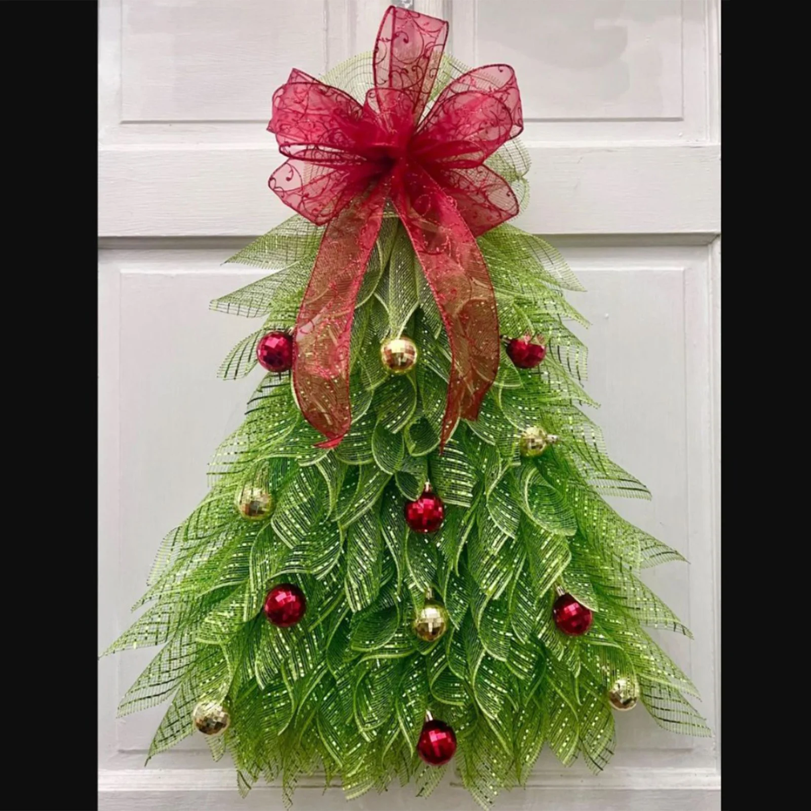 Christmas Tree Wreath Door Hanging Garland Easy Care Rustic Wall Hanging Simulation Tree for Friend Family Neighbors Gift