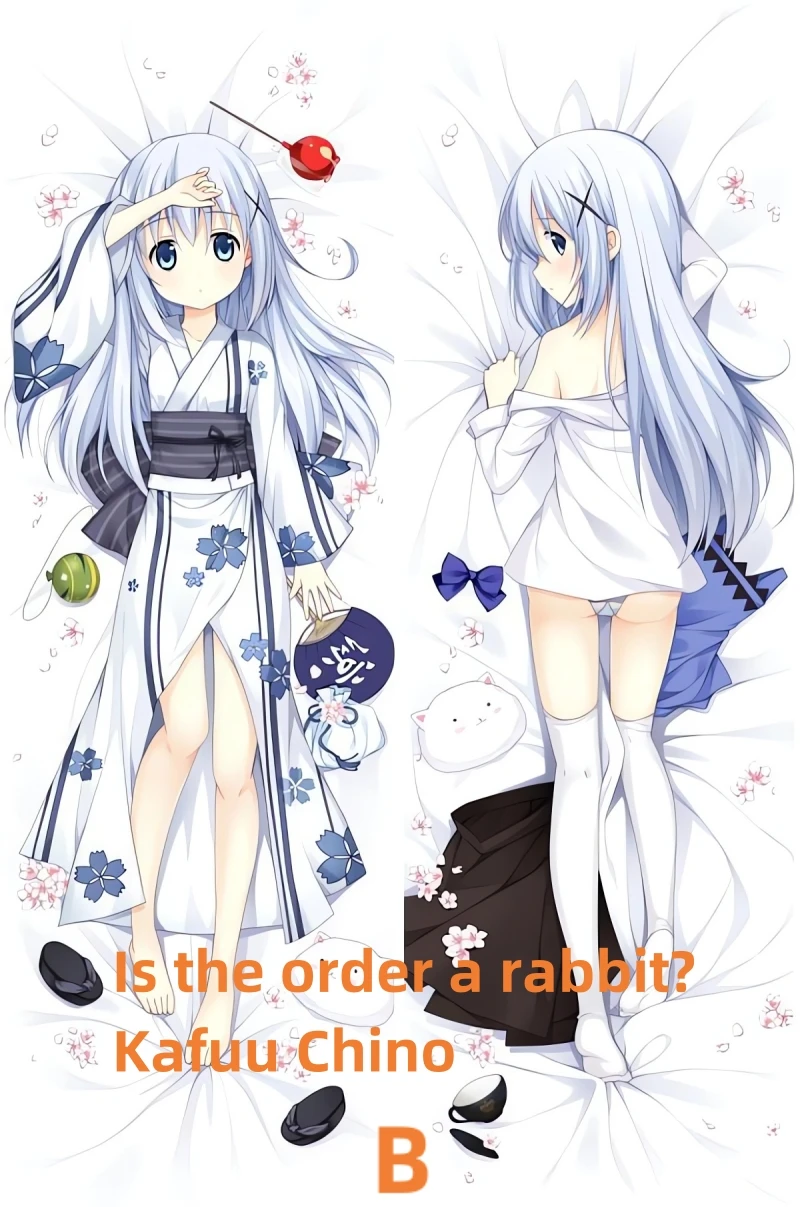 Dakimakura Anime Pillow Case Is the order a rabbit? Kafuu Chino Double-sided Print Of Life-size Body Pillowcase Gifts