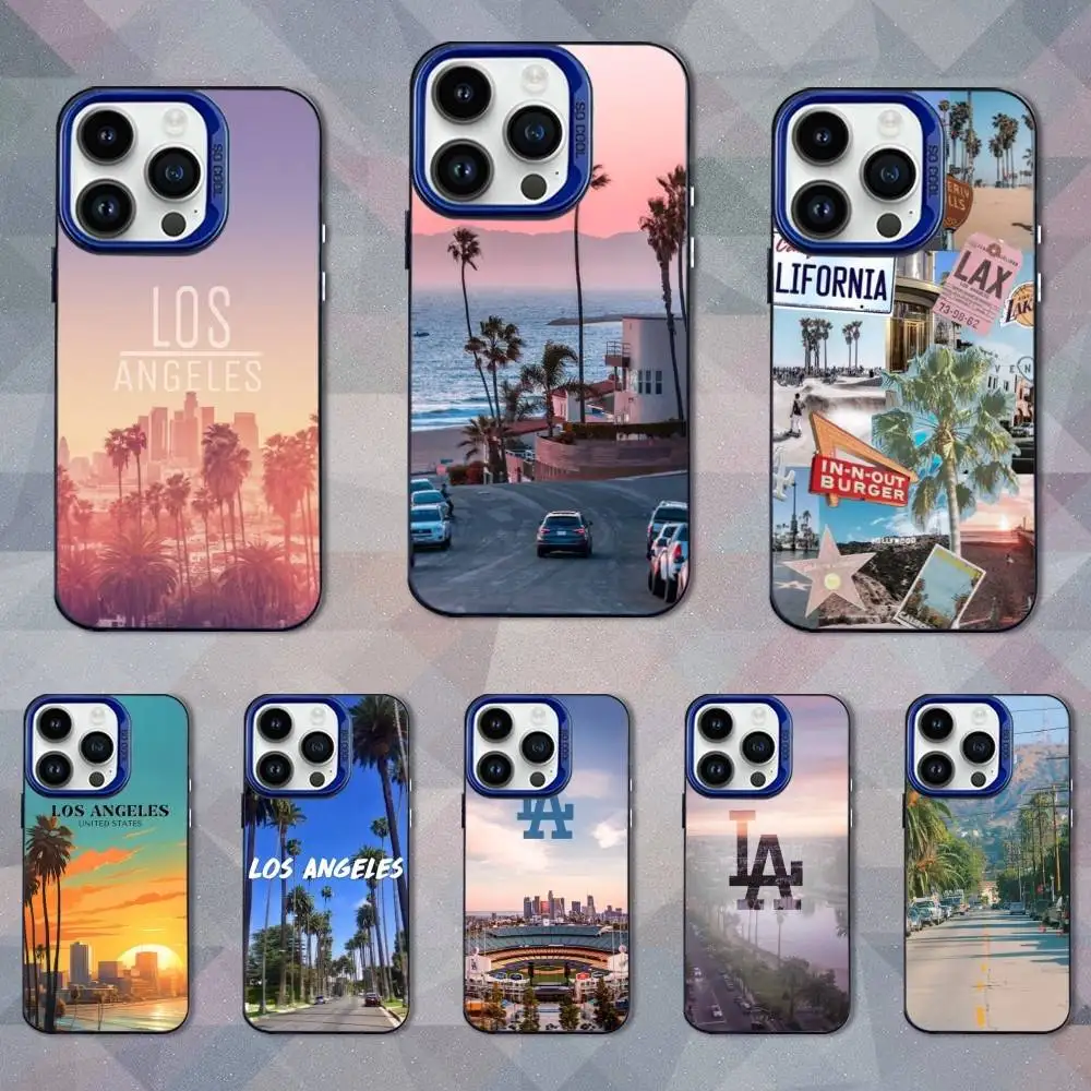 

California Travel Los Angeles Phone Case For iPhone 16,15,14,13,12,11,Mini,Pro,SE,XS,MAX Blue Matte Silicone Cover