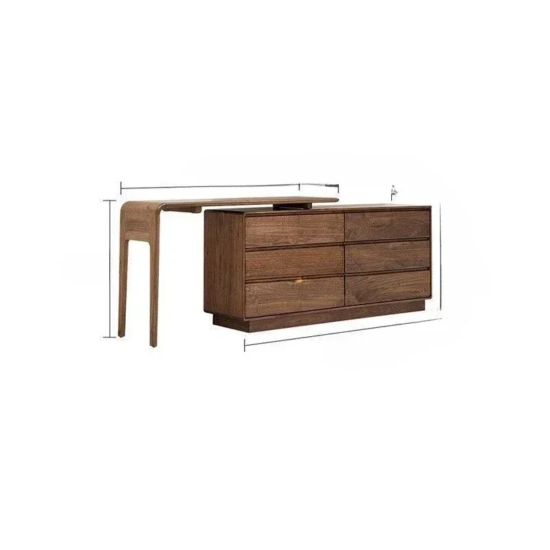

Nordic black walnut all solid wood dresser modern simple makeup table corner cabinet bedroom combination desk locker