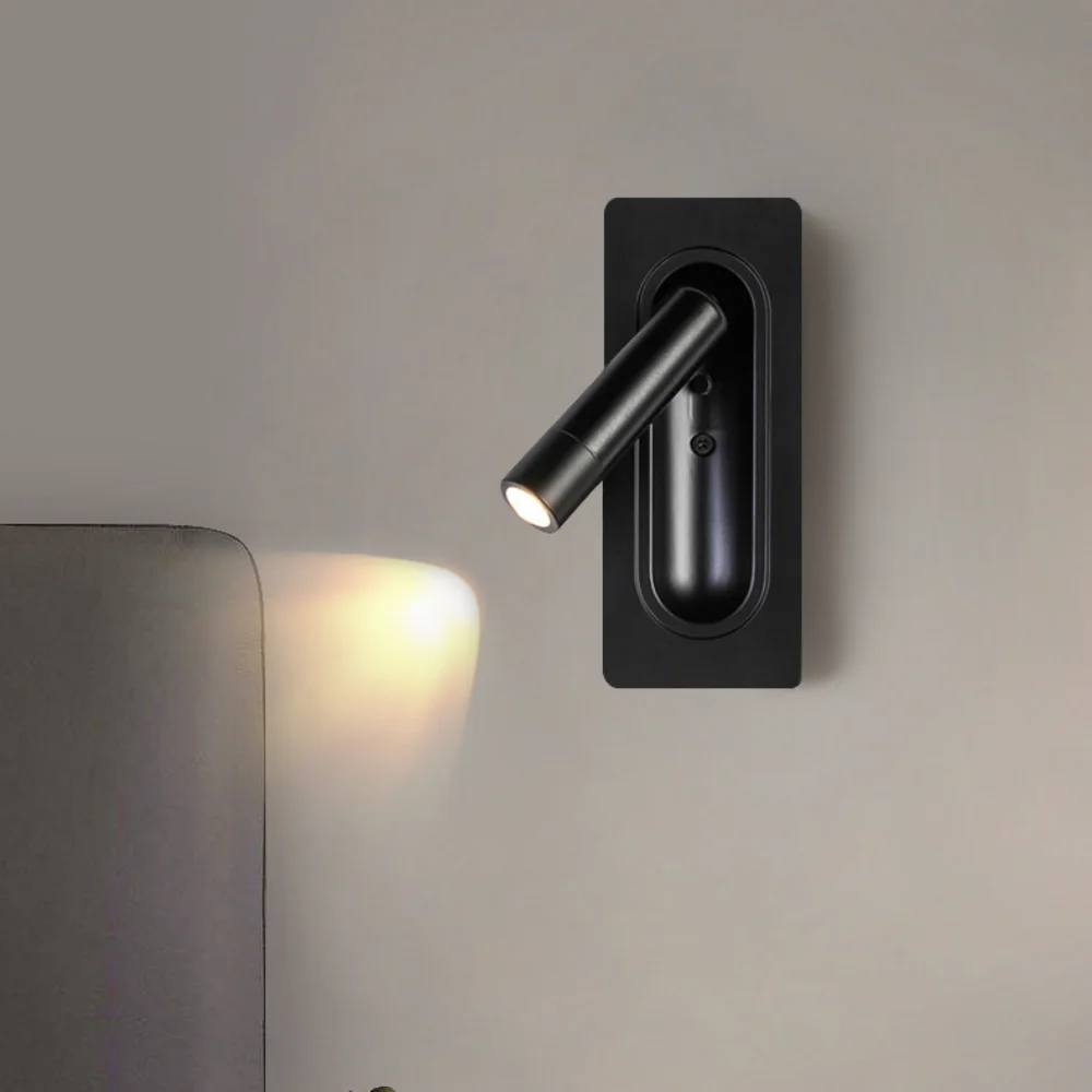 Recessed Wall Lamp with Push Switch for Hotel Bedroom Reading Night Light Atmosphere Lighting