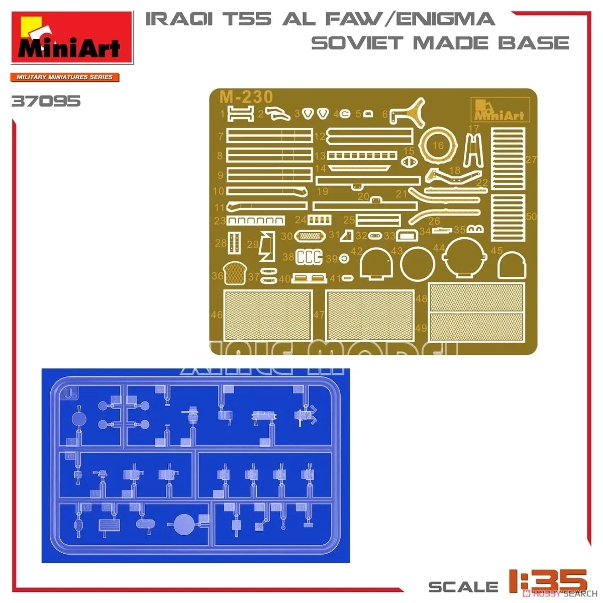 Kit de modelo de tanque montado de plástico MiniArt 37095 Iraque T-55 AL FAW/ENIGMA Base de fabricação soviética 1/35