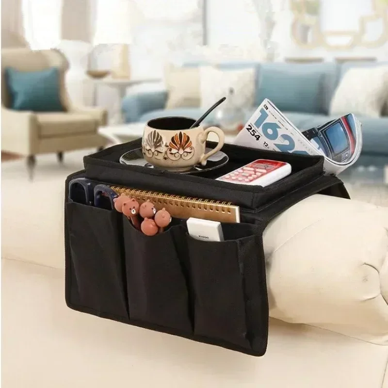 Organizer Remote Control Holder Bag On TV Sofa Corrimao Braco Resto 6 Pockets  Handrail Couch Armrest Arm Rest Storage Bags