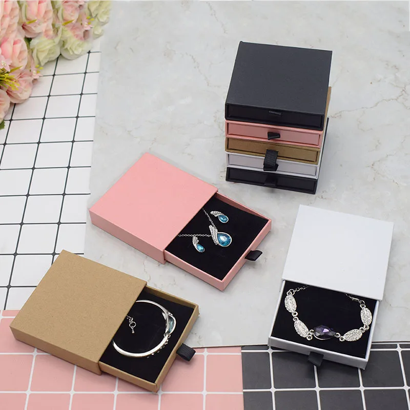 

Jewelry Ring Necklace Braceket Packing Box Drawer Pendant Paper Cardboard Gift Case Boxes for Present