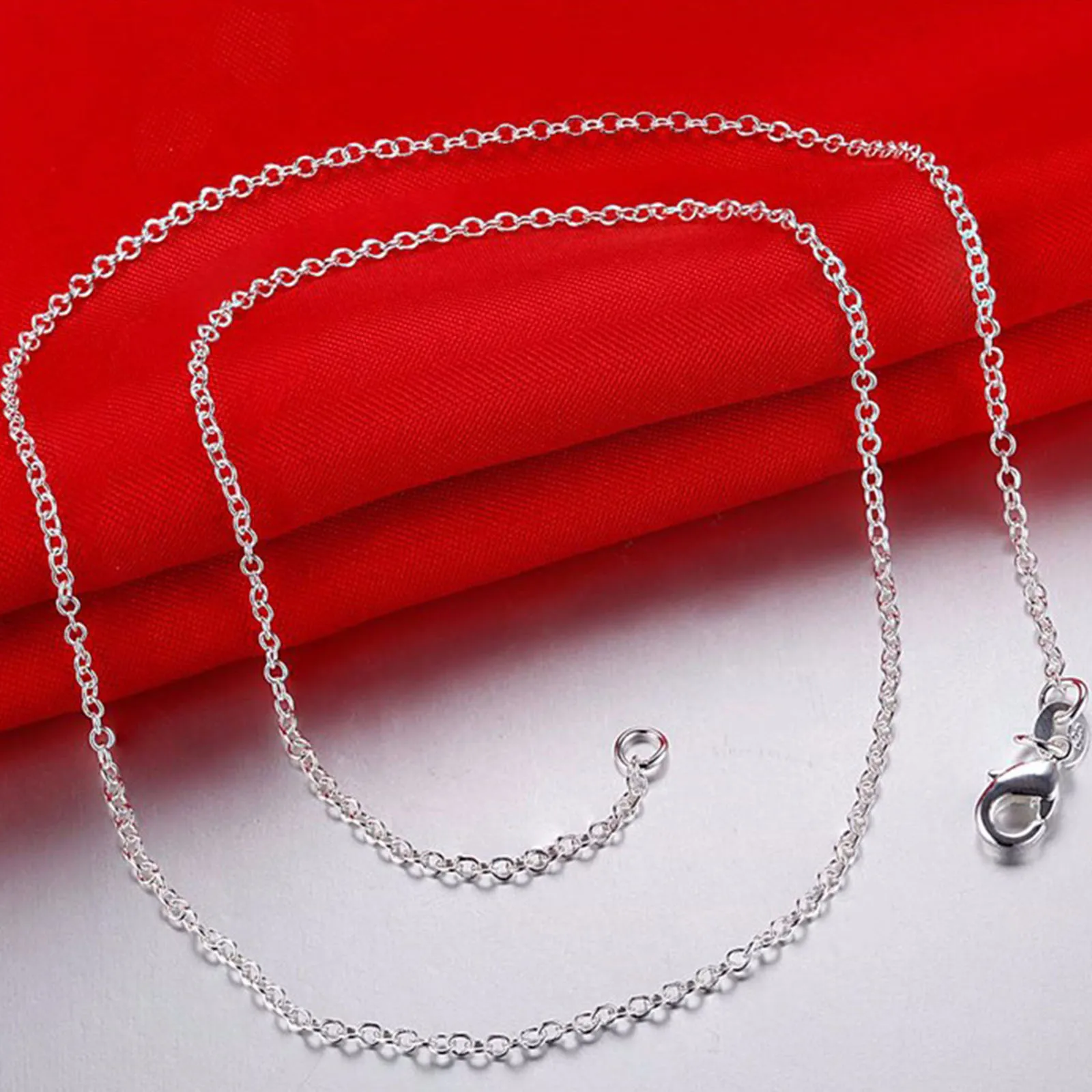 wholesale 5pcs/lot 925 Sterling Silver Chain necklace,Fashion Men/Women DIY Jewelry Rolo Chain 1mm Necklace 16 18 20 22 24