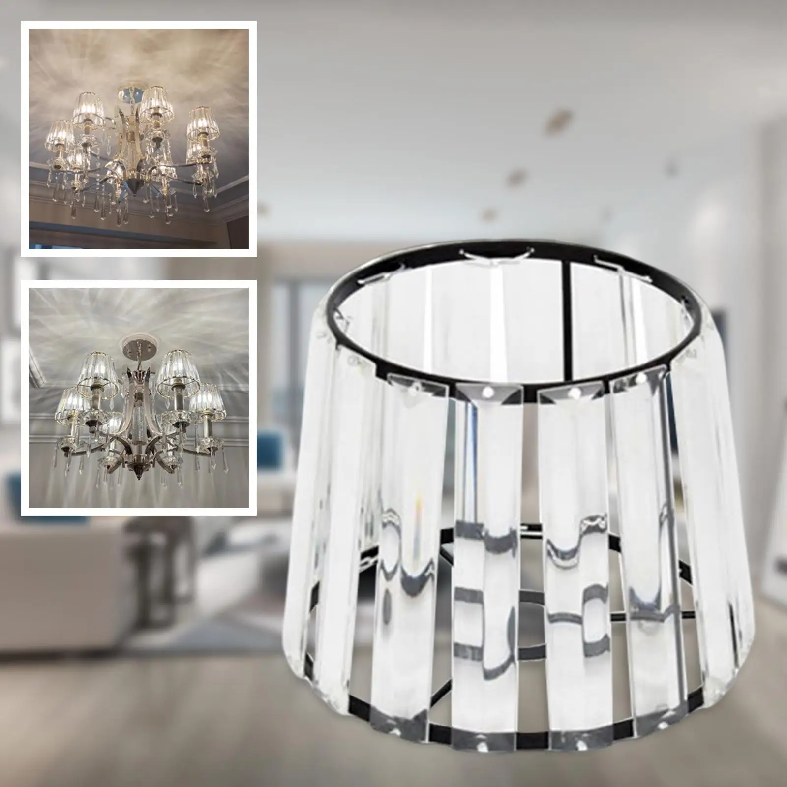 Small Clip on Lampshade Crystal Frame Table Light Cover Cozy Glare Control Bedside Lamp Replacement