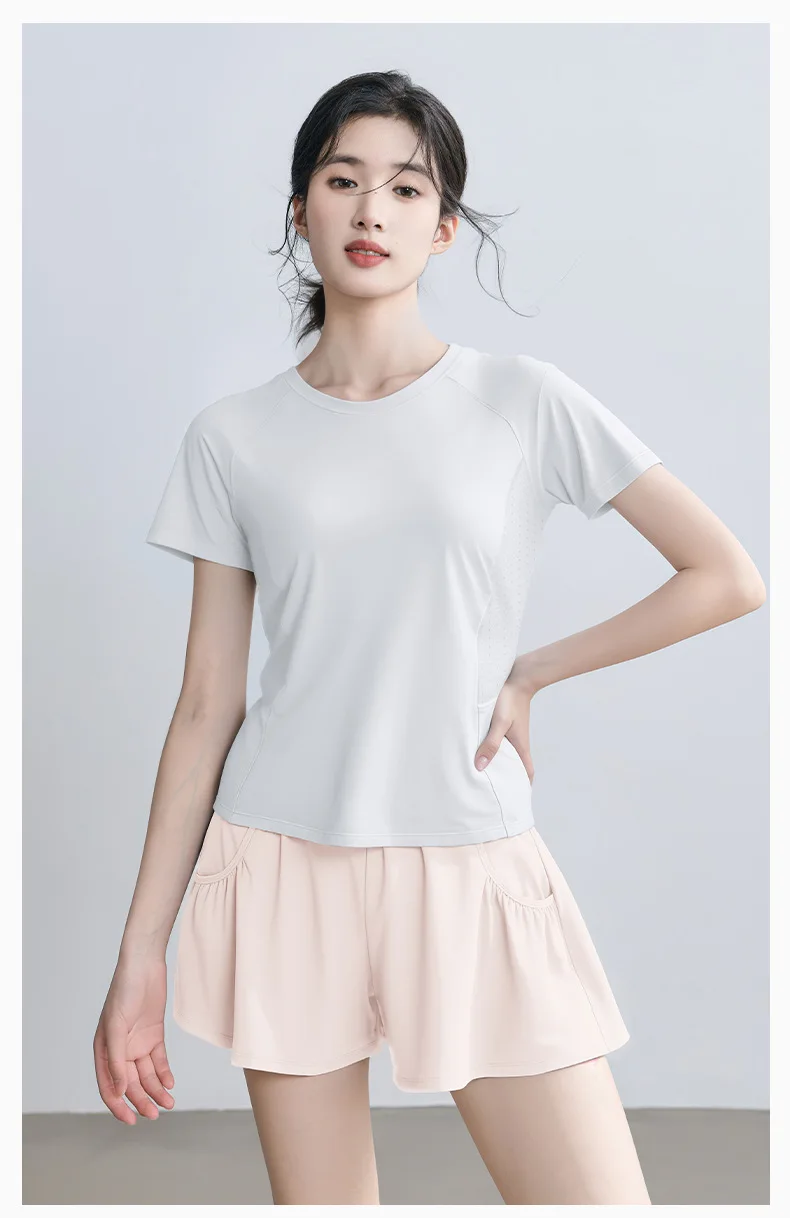 

Summer New Loose Back Mesh Short-sleeved Shorts Yoga Suit