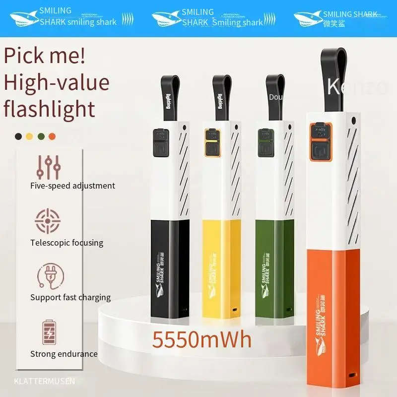 

Smiling Shark Kids Colorful Flashlight - Portable Mini 5 Adjustable Modes Handheld Light, USB Rechargeable for Outdoor & Camping
