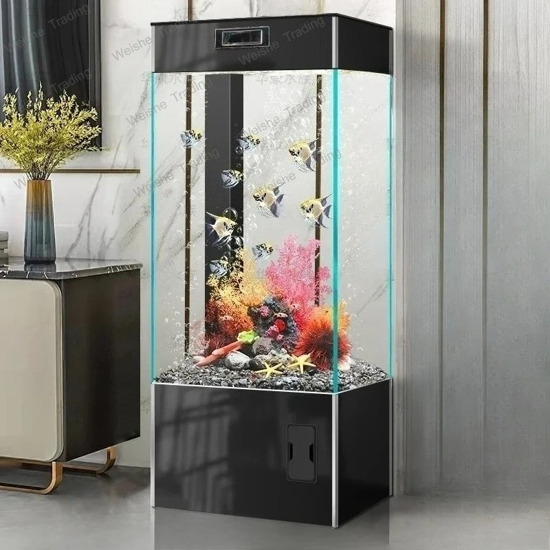 

Ultra White Glass Fish Tank Living Room Vertical Floor-standing Ecological Goldfish Tank Smart Aquarium