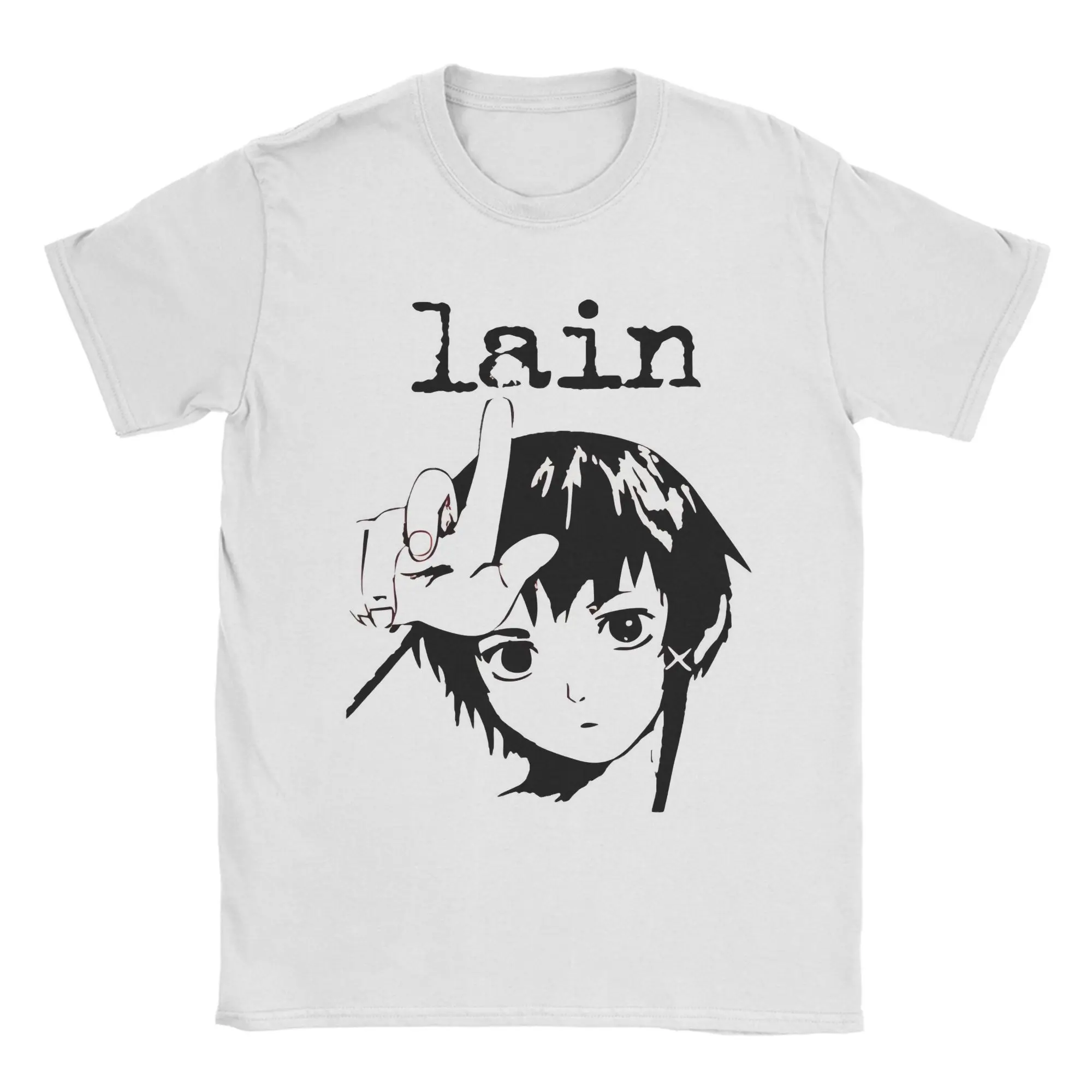Men Women's T-Shirts Serial Experiments Lain Lwakura  Funny Cotton Tee Shirt Short Sleeve Anime Sci Fi Manga T Shirts Plus Size