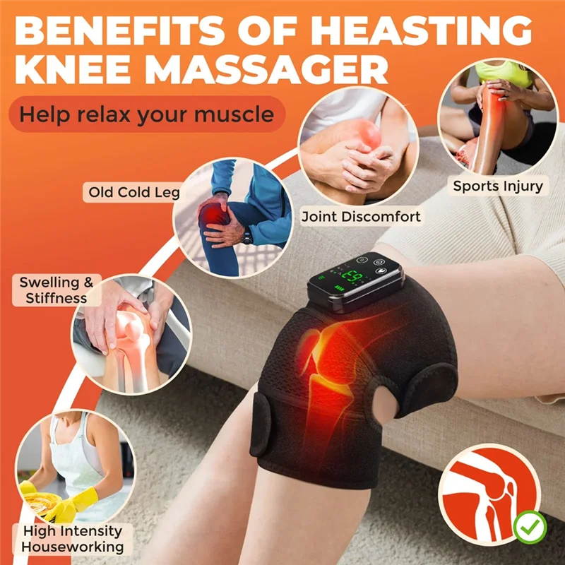 A43F-Electric Heated Knee Massager 3-In-1 Joint Elbow And Shoulder Pain Reliever Thermal Vibration Moisture Removal - Image 4