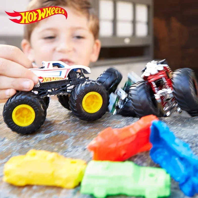 Original Hot Wheels Monster Trucks Car Beetle Bus SUV Bigfoot Vehicle Muscle Alloy Models Boy Toys for Children 1/64 Bone Shaker