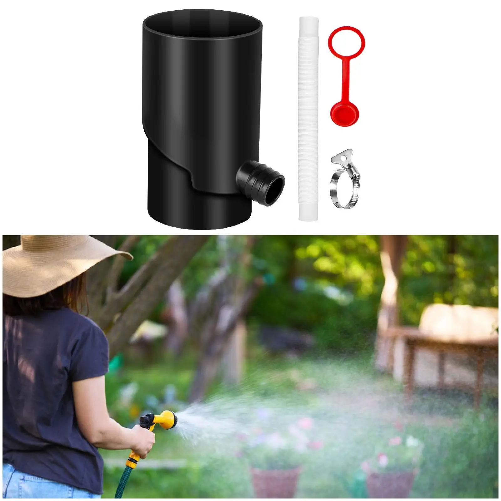 Roof Rainwater Harvesting Diverter Plastic Round Pipe Connector Kit Collection System for Garden Lawn Watering