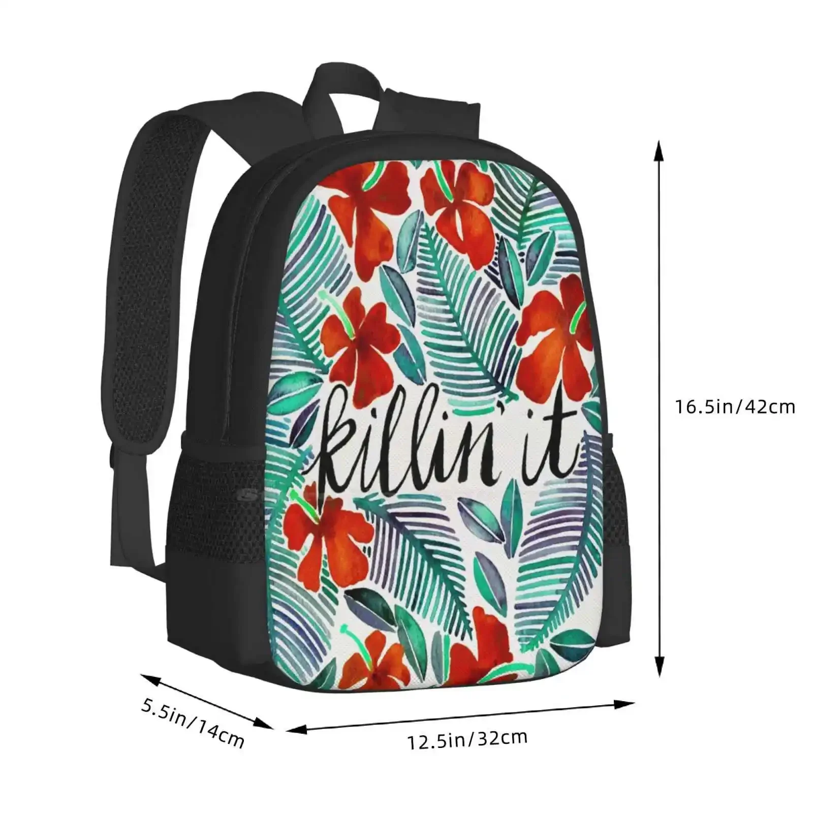 Killin' It – الاستوائية الأحمر والأخضر رائجة البيع حقيبة مدرسية على ظهره حقائب الموضة قتلها Killin It يقتبس فرشاة الطباعة