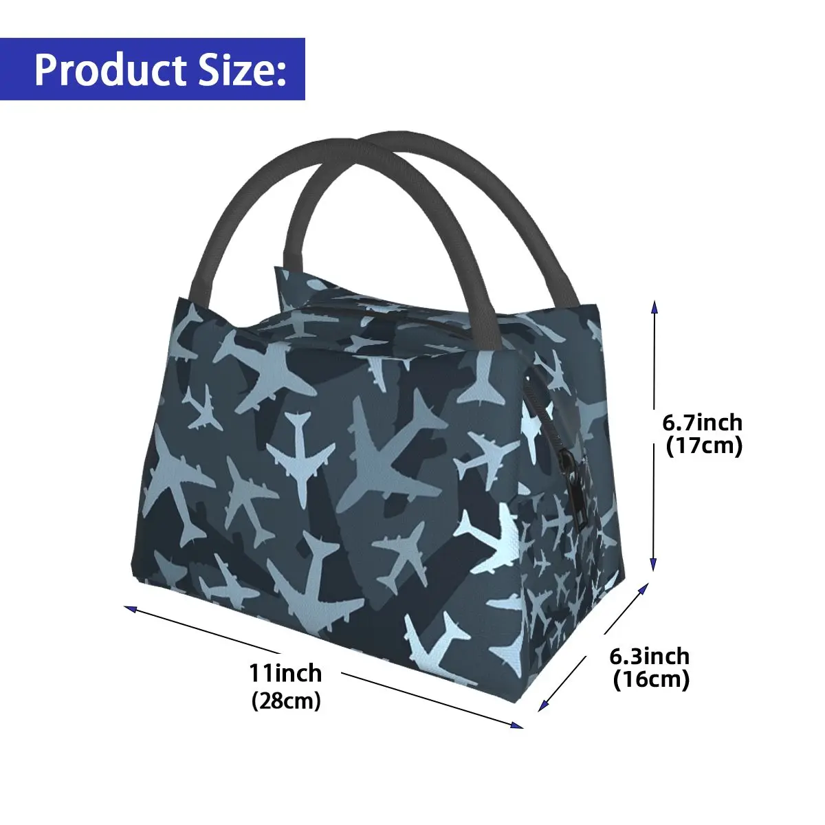 Random Airplanes Pattern Aviation Fighter Pilot Insulated Lunch Bag Storage Food Boxes Container Cooler Thermal Lunch Box Tote