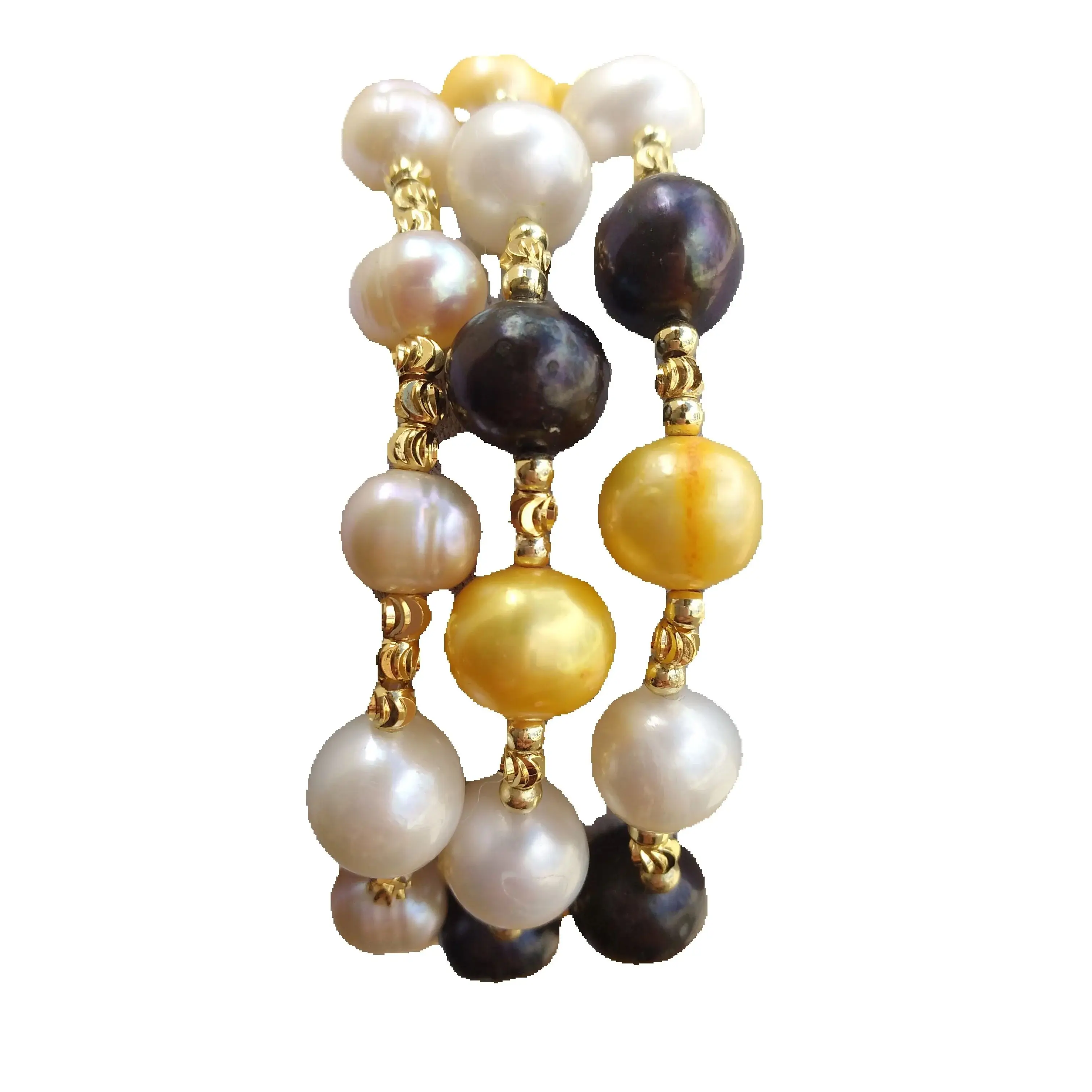 

Трехниточный браслет из натурального белого многоцветного жемчуга Aaa + Южного моря, красивый дизайн