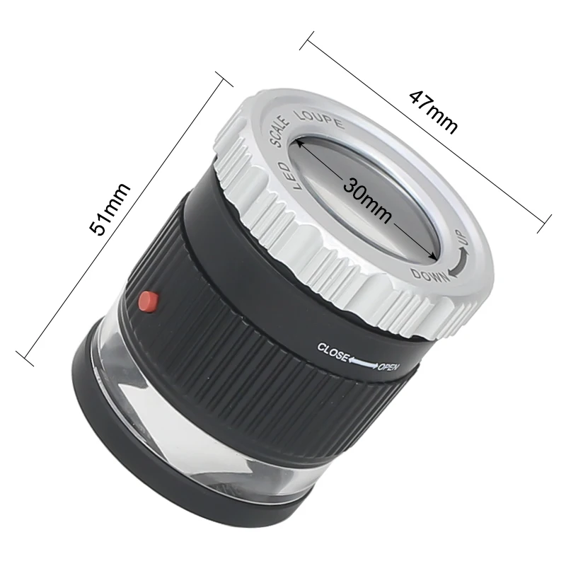 Imagem -02 - Jóias Lupa com Led uv Light Lente de Vidro Óptico Ampliação 30x Lupa para Identificar Selos Diamantes Antiq