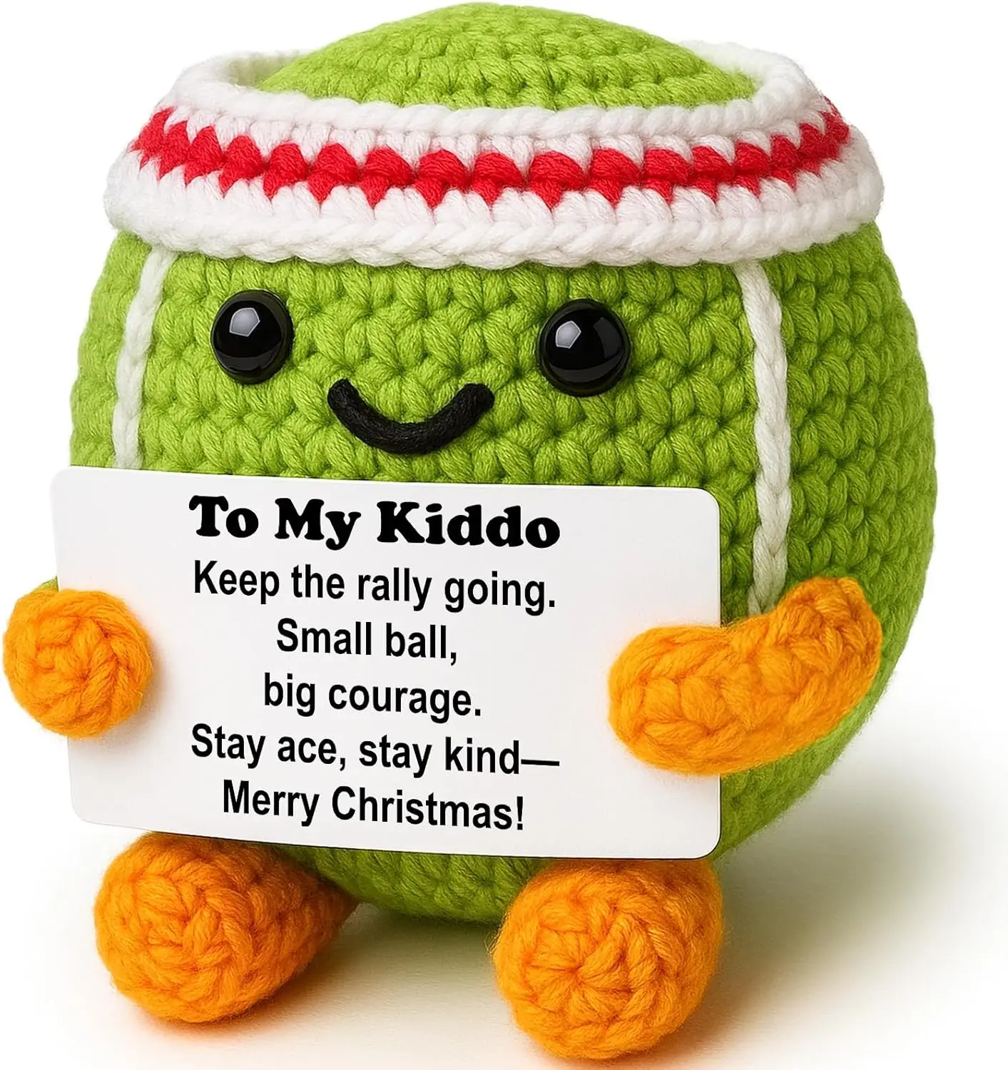 

Миниатюрный плюшевый теннисный мяч, связанный крючком, с карточкой с историей, ручная работа, 8-10 см, милый декор для стола, для секретного Санты