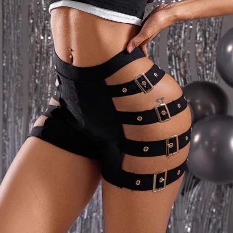 New Nightclub Women's Shorts High Waist Sexy Hollow Out Shorts Hot Pants