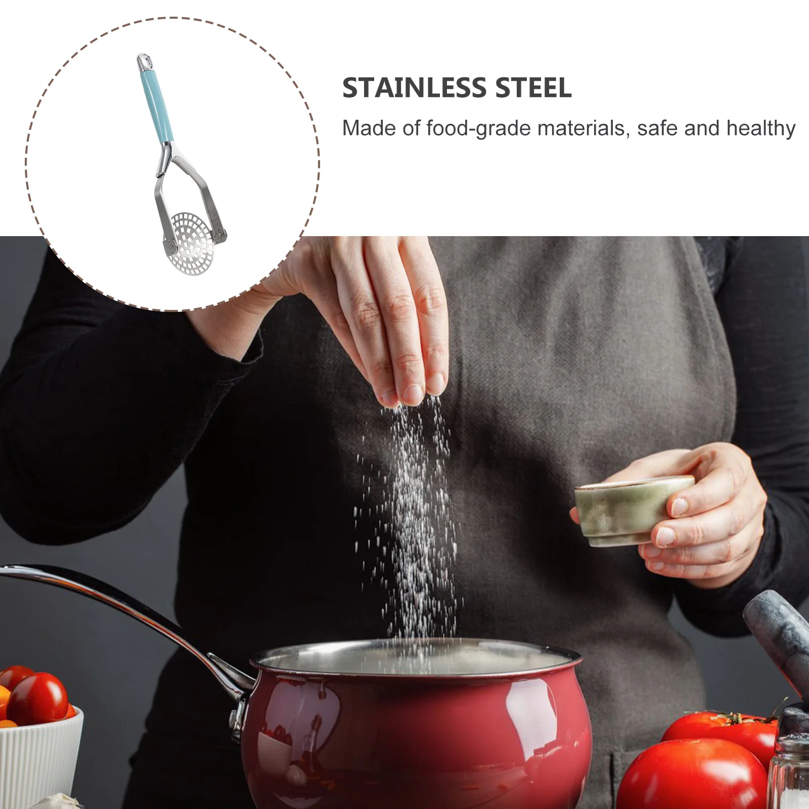 

Potato Press Ricer Masher Stainless Steel Garlic Kitchen Heavy Duty Mashers Metal