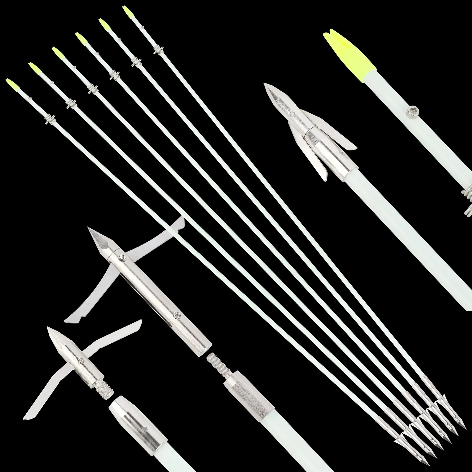 Archery Bowfishing Shafts 12Pcs 37.8Inch 8mm Solid Fiberglass Fishing Arrows Wear Resistant Design for Outdoor Bow Fishing Hunting Practice