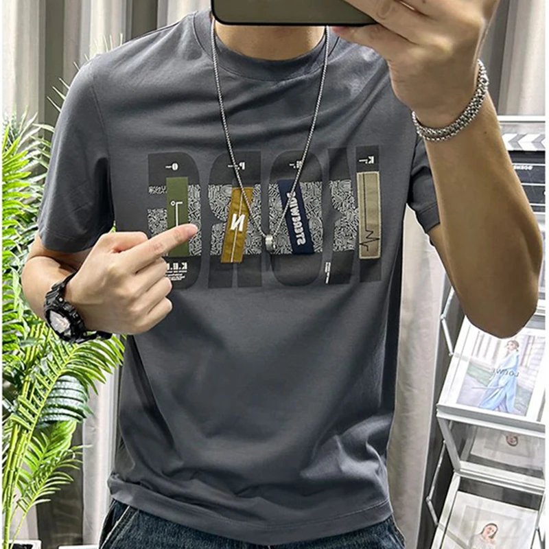 Fashion O-Neck Loose Printed Casual T-Shirt Men\'s Clothing 2024 Summer New Oversized Korean Pullovers Tops All-match Tee Shirt