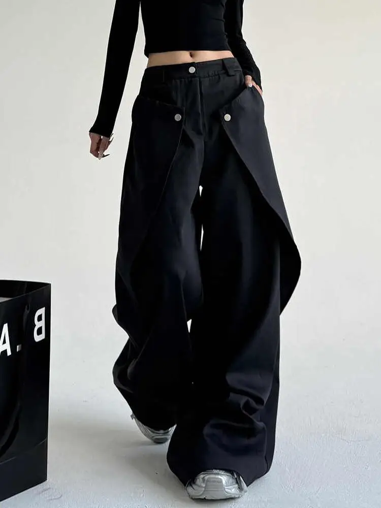 Calças Casuais Finas Pretas de Primavera e Outono, Design Solto, Calças Sensacionais para Homens e Mulheres, Leggings Longas,...