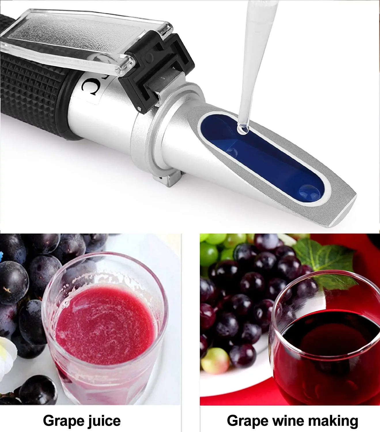 Wine Refractometer Brewing Measuring Sugar Content in Original Grape Juice & Predicting Wine Alcohol Brix 0-40% ​Alcohol 0-25% V