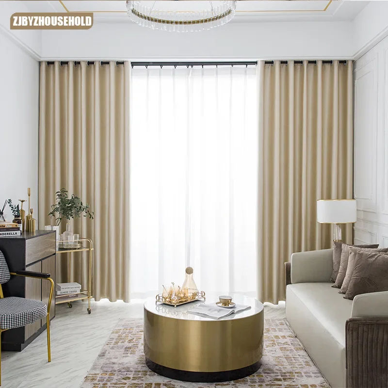 

Curtains for Living Dining Room Bedroom New Prague Black Full Blackout Fabric Hotel Star Engineering Physical Blackout