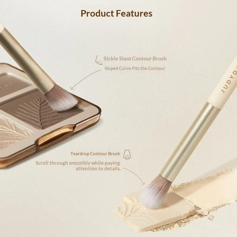 Judydoll デュアルエンド コンター ブラシ - アイシャドウ、鼻の輪郭形成、顔の輪郭形成用のソフトメイクアップブラシ、初心者に最適