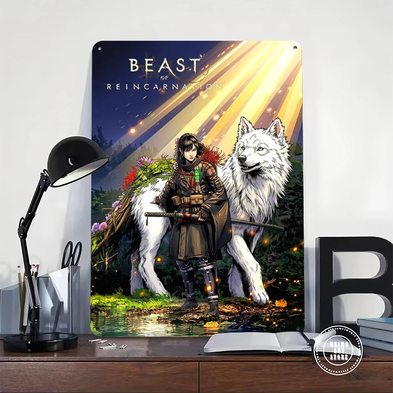 Beast of Reincarnation Anime Art Printed Poster Customized Wall Art Retro Vintage Metal Tin Signs for Room Decor Men Coffee Bar