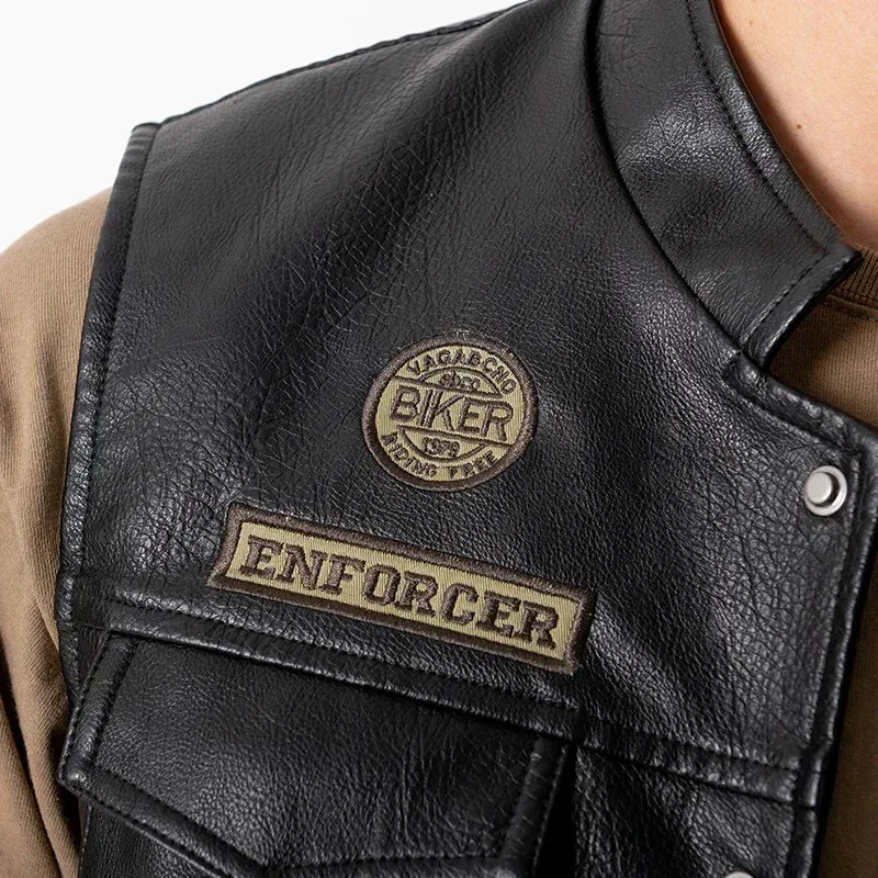 qq 123ゲーム Daysgone ジャケット Days Gone ディーコン聖ヨハネフェイクレザーブラックベストコスプレ衣装 PU 刺繍チョッキ用