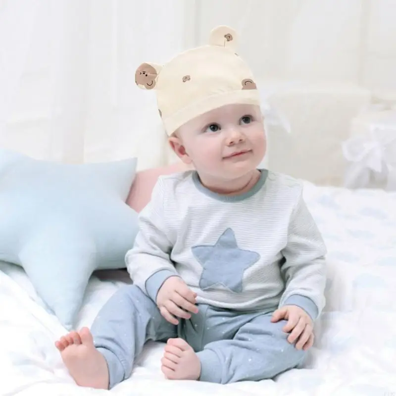 

F19F Cartoon Hats Hat Breathable Cotton Preemie Caps Newborns Nursery Hospital Hat for Boys Girls Toddler 0-3 Months