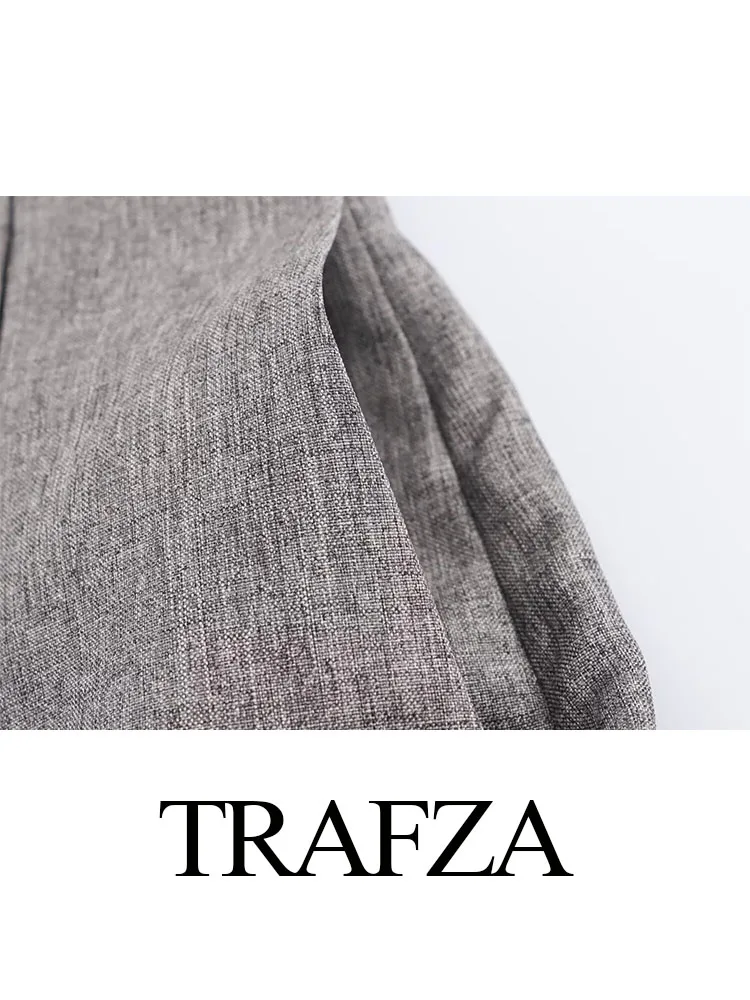 TRAFZA donna estate elegante solido cerniera laterale pieghettata decorare gonne donna College vento tasca a-line High Street gonne Midi