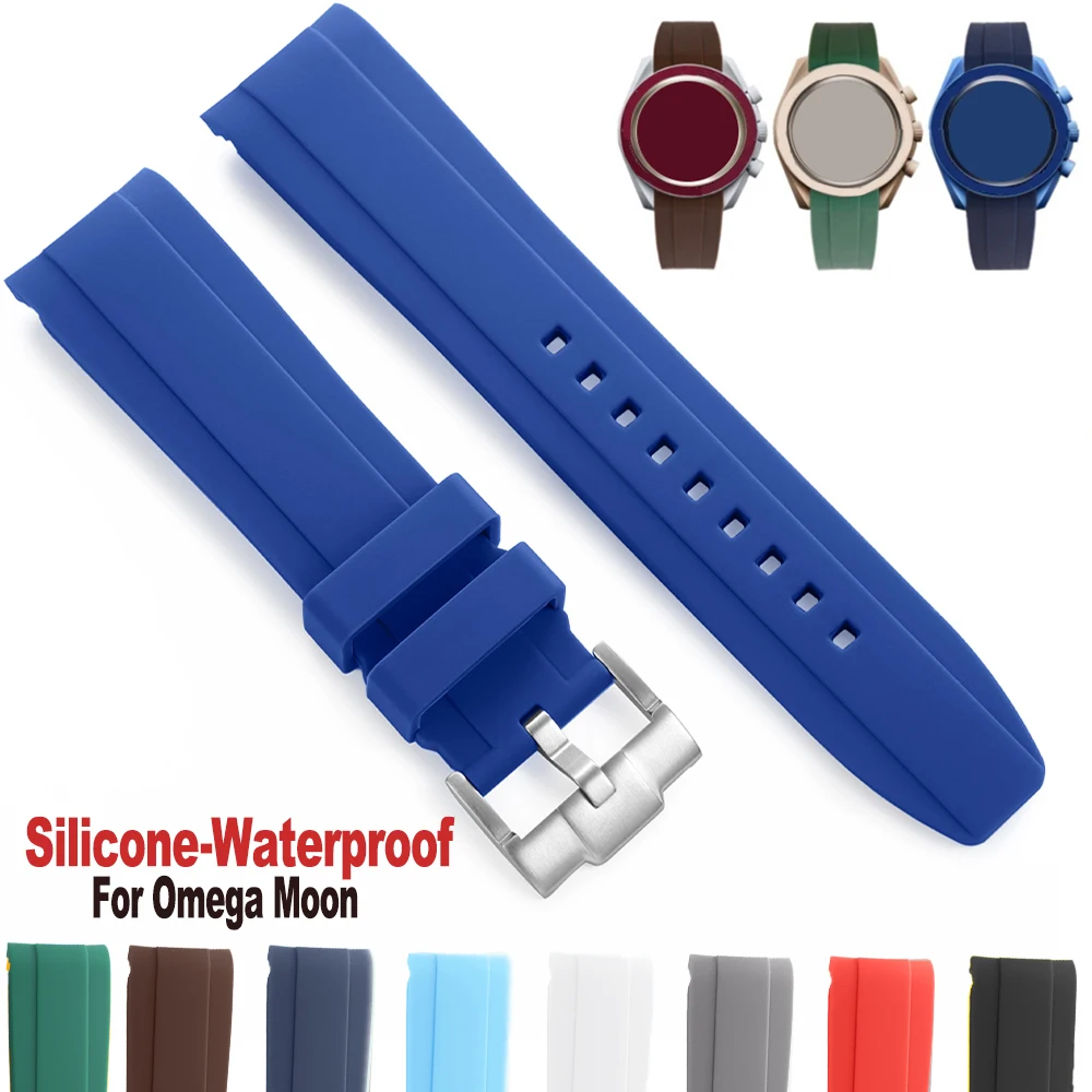 Gebogenes Ende Silikon für Omega Moon Band für Swatch Uhrenarmband 20mm 22mm Männer Frauen Tauchen Gummi Sport wasserdichtes Armband Handgelenk