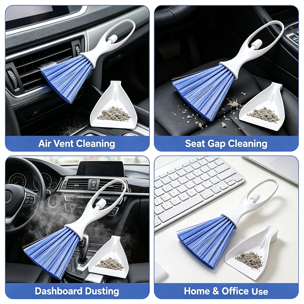 Multifunctional Car Interior Cleaning Brush Angel Design Soft Bristles Ergonomic Long Handle Hvac Outlet Groove Dash