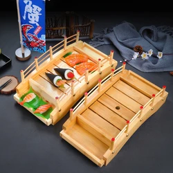 Japanese sushi boat bamboo boat Wooden boat bamboo arch bridge tableware Sashimi platter Dry ice platter sushi plate