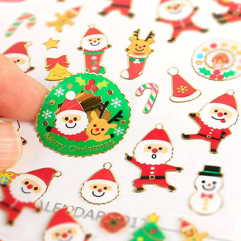 Xmas Stickers Cute Kawaii Christmas Sticker Sheets For Gift Packaging Diy Scrapbook Diary Album Decoration Stationery