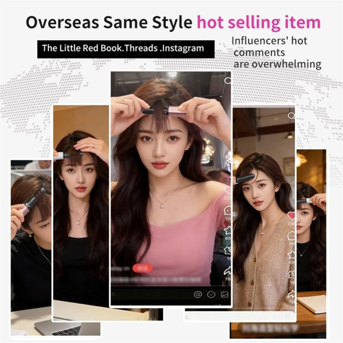 [Vend for]Mini Straight Hair Comb Wireless Charging Portable Curling Iron Portable Styling Electric Comb Does Not Hurt Hair B