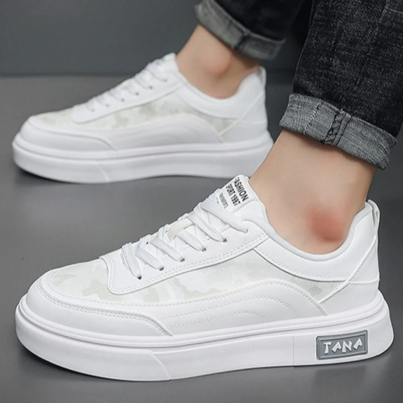 

Модные весенне-летние мужские повседневные туфли, корейская версия, мужские белые туфли с низким вырезом, четырехсезонная спортивная обувь на шнуровке