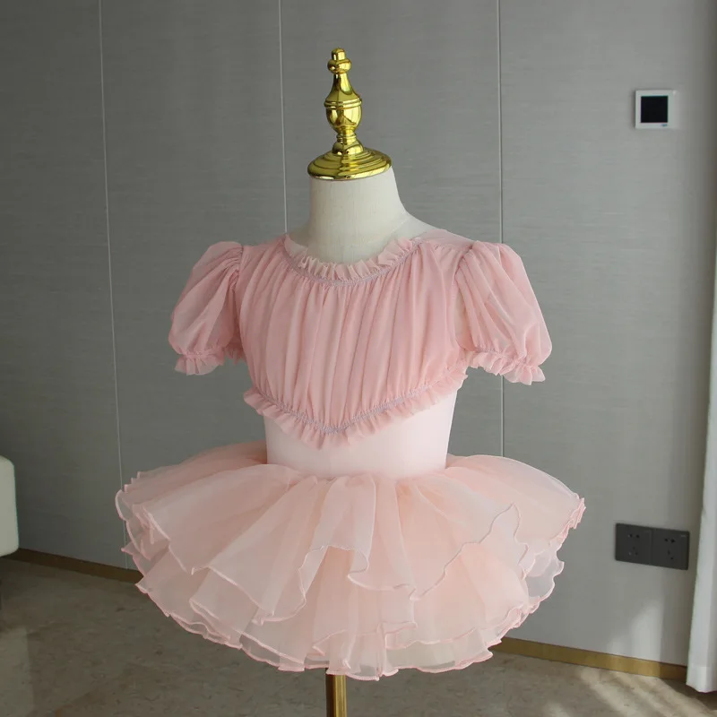 Children Puff Sleeve Dance Leotard Adorable Princess Tutu Skirt Breathable Design Ideal for Girls Ballet and Dance Performance