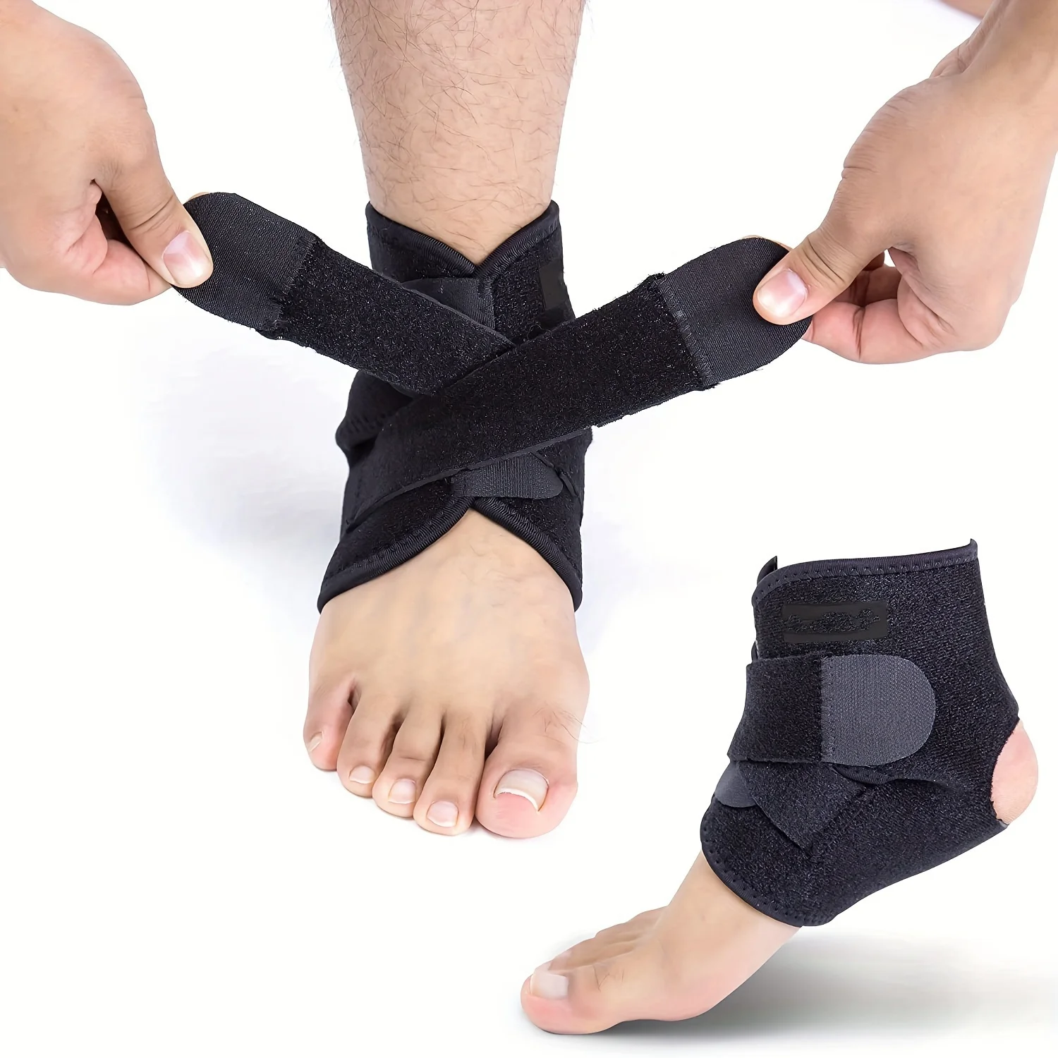 1 adjustable ankle support compression pack, suitable for sports foot tendon support, used for preventing sprain recovery