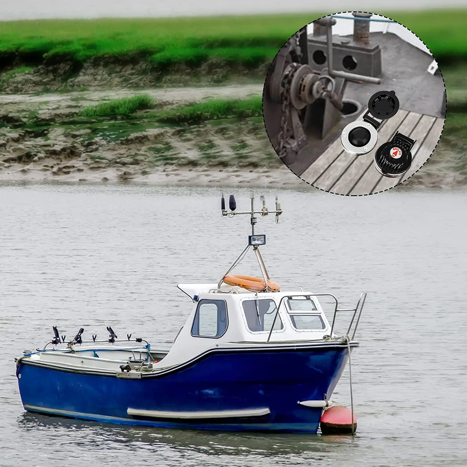 1 Pair Anchor Winch Contains 1 Up And 1 Down For Boat Marine Windlass Foot Switch 12V OR 24V Black Plastic