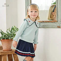 Dave Bella Children's Suit Autumn Girl's Two-Piece Pleated Skirt Knit Casual Fashion School Academic-Style DB3235888