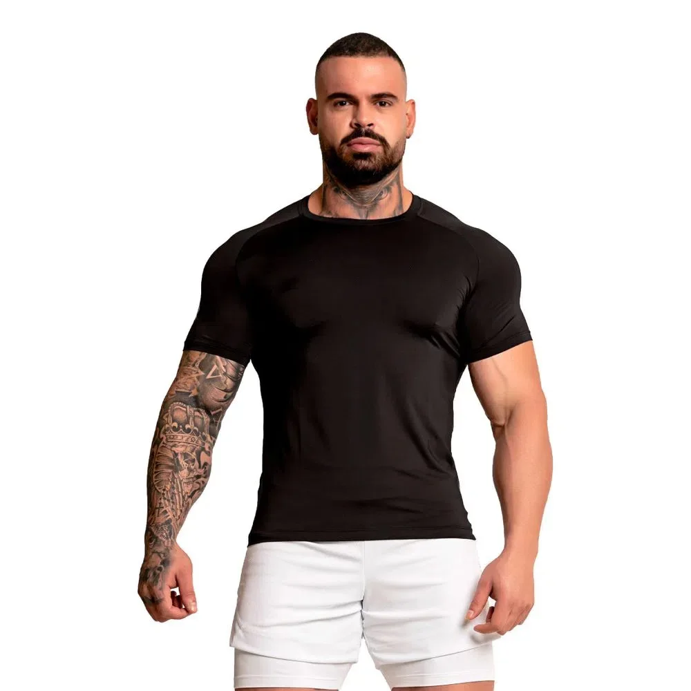 Raglan sleeved sports T-shirt with round neck quick drying high elasticity running training fitness short sleeved top