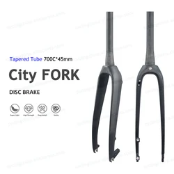 Nologo 700C Cyclocross Travel Road Bike Hard Fork 3K Gloss/Matte Full Carbon Tapered Tube Rigid Forks Disc Brake Bicycle Parts