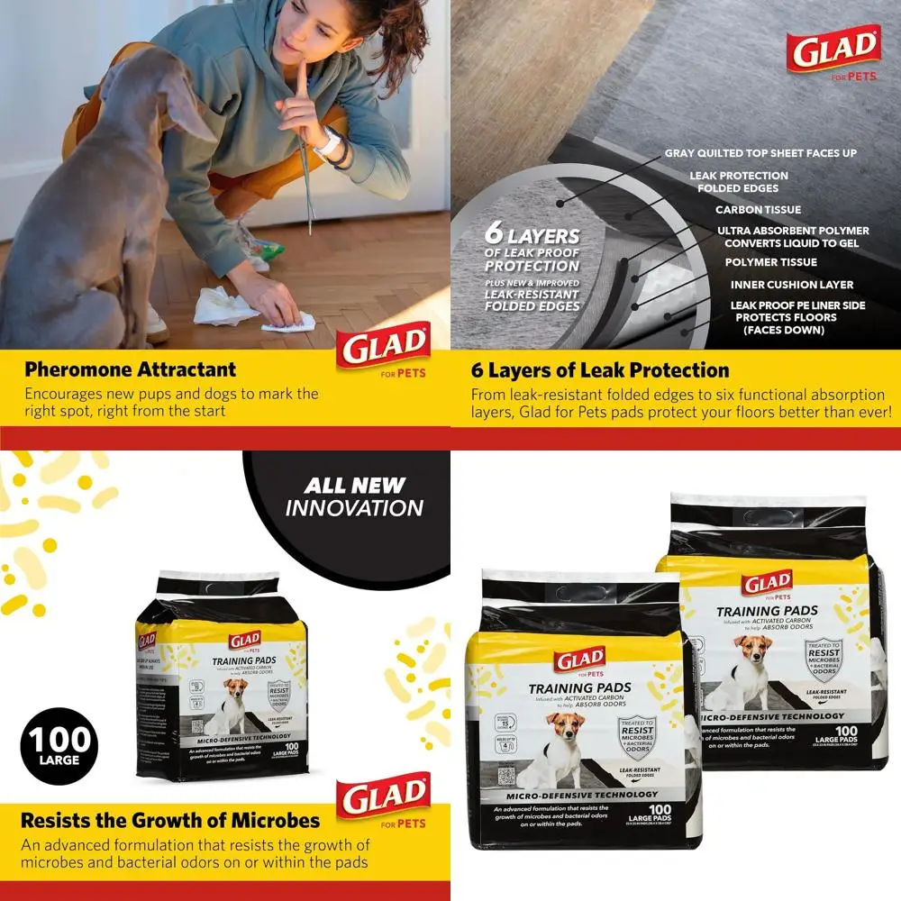 

Антимикробные, сверхпрочные пеленки для дрессировки щенков, 23x23 дюйма, ультра-впитывающие, с контролем запаха, 100 штук, 2 упаковки